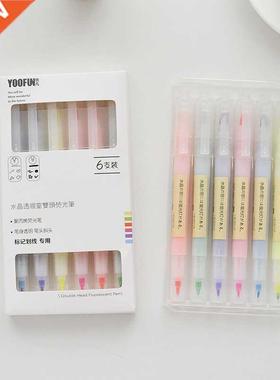 *6Pcs Cute Double-end Highlighters Pastel Liquid Chalk Marke
