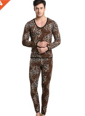 Men Cotton Thermal Set Underwear Wild Leopard Print Suit Kee
