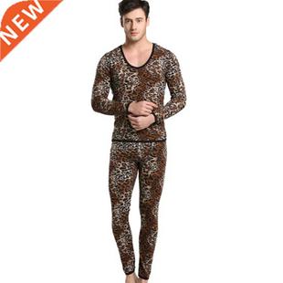 Set Underwear Suit Cotton Kee Print Thermal Leopard Men Wild