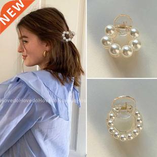 Sweet Mini Round Pearl Hair Clips for Women Girls Hair Claw