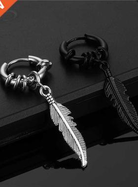 1 piece Fashion Cross feather Stud Earrings Punk Rock Style