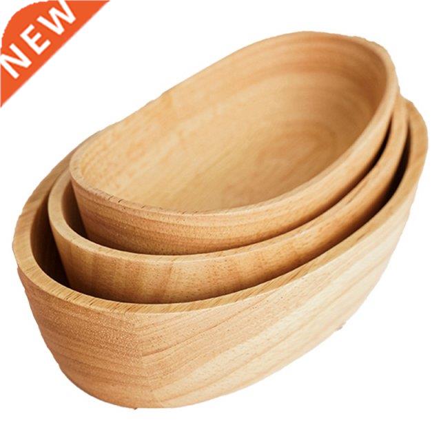 New Oak Boat Wooden Tray Solid Oval Dish Fruit Dessert Disk