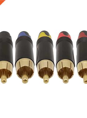 10Pcs Gold Plated RCA Male Plug Audio Speaker Soldering Plug