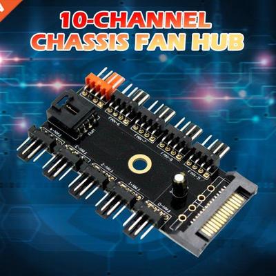 10 Ports Fan Cooling HUB Desktop Case Cooler Splitter Extens