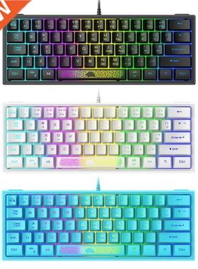 K61 60 Percent RGB Backlit Wired Keyboard 62 Keys Ergonomic