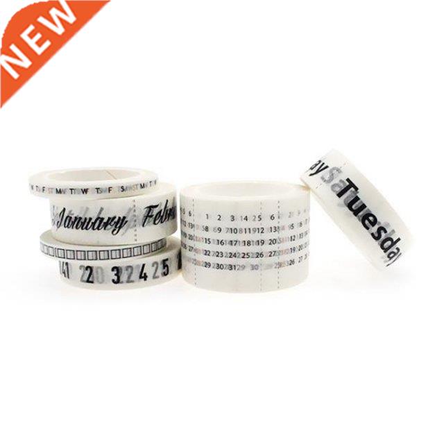6 Rolls Washi Tape Set Calendar Day Week Month Number Journa