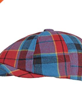 LDSLYJR 2022 Cotton Spring Summer plaid Newsboy Caps Flat Pe