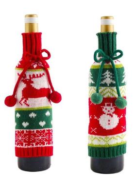 Christmas Wine Bottle Cover Sweaters in Elk Snowman Patterns
