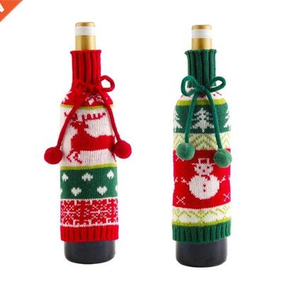 Christmas Wine Bottle Cover Sweaters in Elk Snowman Patterns
