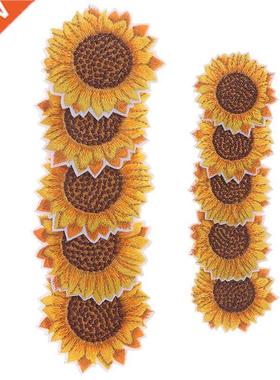 5pcs/lot DIY Ebroidered Sunflower Patch Iron On Sew On Flow
