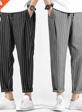 Fashion stripe Plaid Pants Men's 2021 Autumn Japanes
