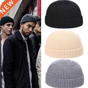 Knitted Brimless Winter Color Aut Beanies Warm Men Solid Hat