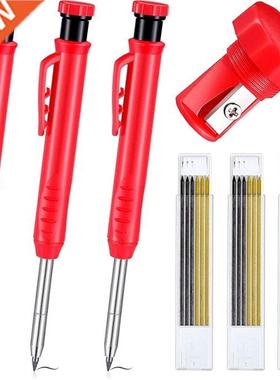 3 Pieces Solid Carpenter Pencil with Sharpener and 18 Refill