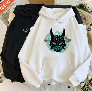 Genshin Impact Xiao Mask Fangs Graphic Harajuku Hoodies Men
