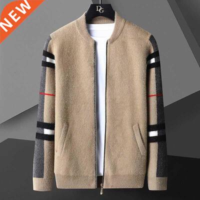 England Style Pocket Men Zipped Jacket Cardigan Fashion Bran