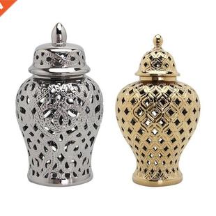 Domed Lid Handicraft Ceramic Carved Jar Accessories Ginger