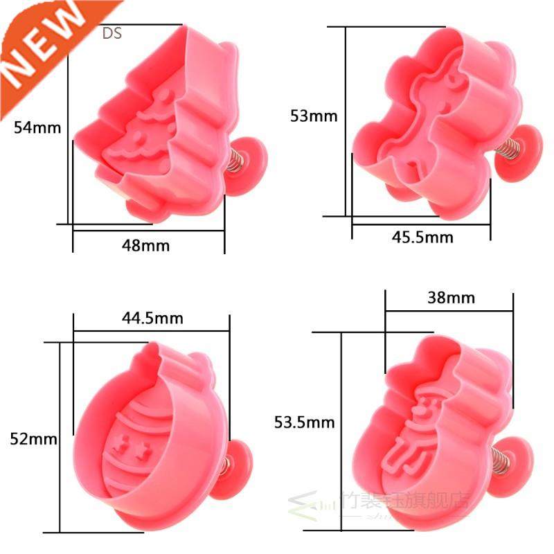 4Pcs/set Christmas Tree Snowman 3D Fondant Biscuit Mold Easy