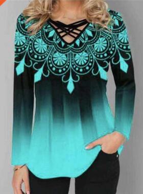 Oversized Spring Women Blouses Long Sleeve Grdient Element