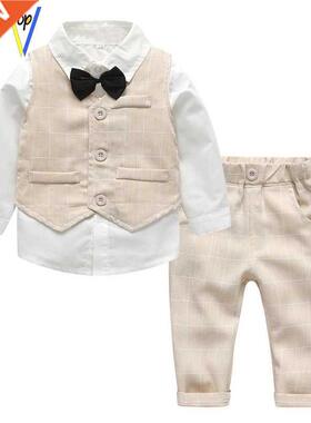 Autumn Kids Baby Boy Suit Wedding Formal Shirt Pants Clothes