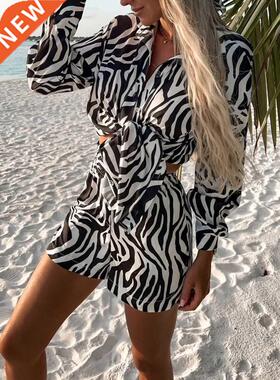 Summer Women	s Outfit Retro Graphic Print Shorts Boho Out