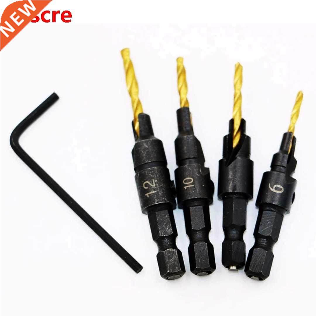 4pcs HSS 6~12mm Woodworking Countersink Chamfer Drill Bit
