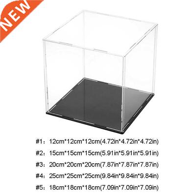 900C Clear Acrylic Showcase Dustproof Black Base Model Toy D