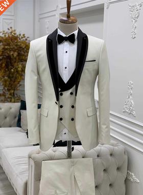 Tailored Men's Formal Suits Sets Ivory Unique Design Shawl L