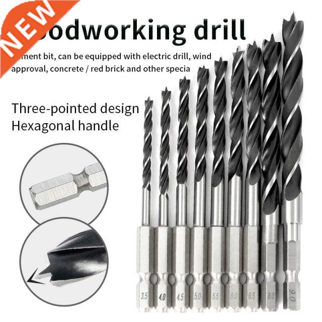 10PCS Hexagonal Shank Three-point Woodworking Drill Bit Perf