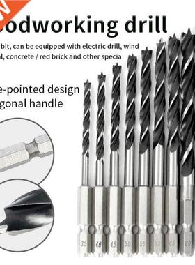 10PCS Hexagonal Shank Three-point Woodworking Drill Bit Perf