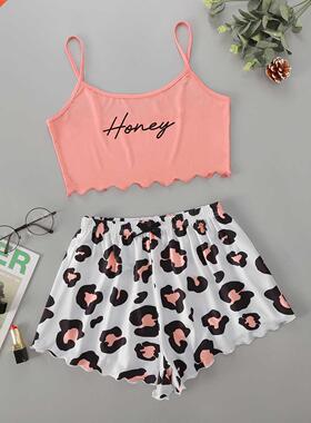 Women's Sleepwear Cute Cartoon Print Short Set Pajam