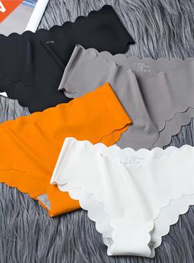 1Pcs Pure Color Ice Panties Slip Silk Female Ruffle Underpan