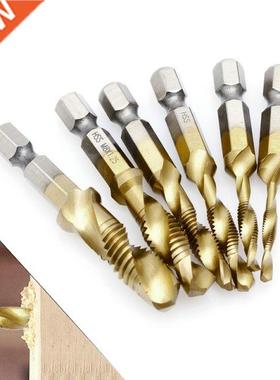 6 x M3-M10 Hex Shank Titanium Plated HSS Hand Screw Thread M