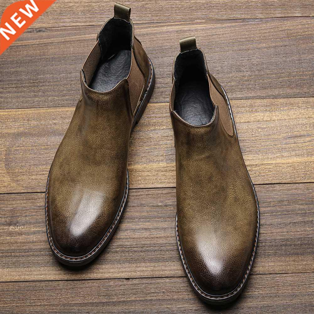 2022 Retro Chelsea Boots Men Brand Comfortable Fashion Leath