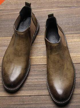 2022 Retro Chelsea Boots Men Brand Comfortable Fashion Leath