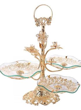 3 Layer Glass Fruit Tray Decorative Kitchen Cake Snacks Serv