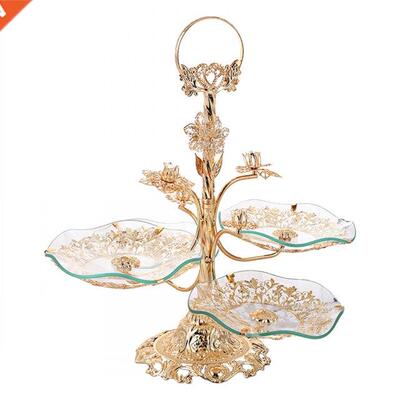 3 Layer Glass Fruit Tray Decorative Kitchen Cake Snacks Serv