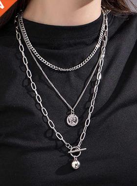 Layered Chain Necklace Neck Chains Lock Pendant Jewelry For
