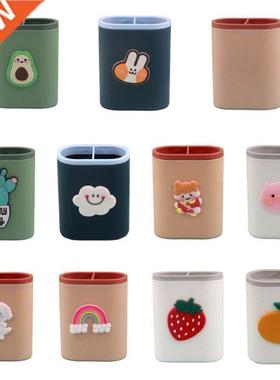 1 Pc Multi-purpose Tabletop Pen Holder Case 2 Separate Compa