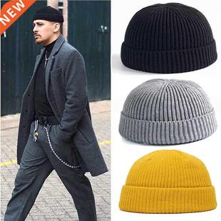Sailor Brim Hip Color Solid Cap Knit Beanie Hop Retro Winter