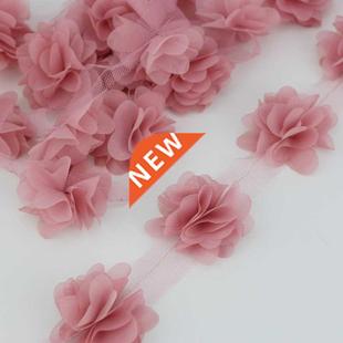 (60 pieces/lot) pink petal Chiffon lace fabric Webbing Decor