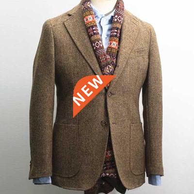 Men's Suit Blazer Brown One Piece Lapel Double Breasted Wool