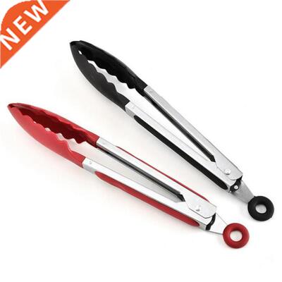 12inch Stainless steel Nylon Kitchen Tongs BBQ Clip Salad Br