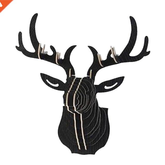 3D Wood Carving Deer Head Decoration Wall And Hook Door Neck