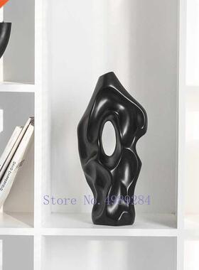 Ceramic Vase Black and White Abstract Hollow Out Hole Handic