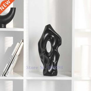 Ceramic Vase Black and White Abstract Hollow Out Hole Handic