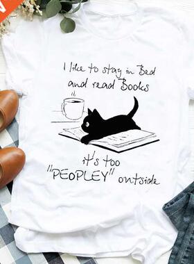 Women Lady Cartoon Cat Coffee Life Pet Cute nd Fashion Print