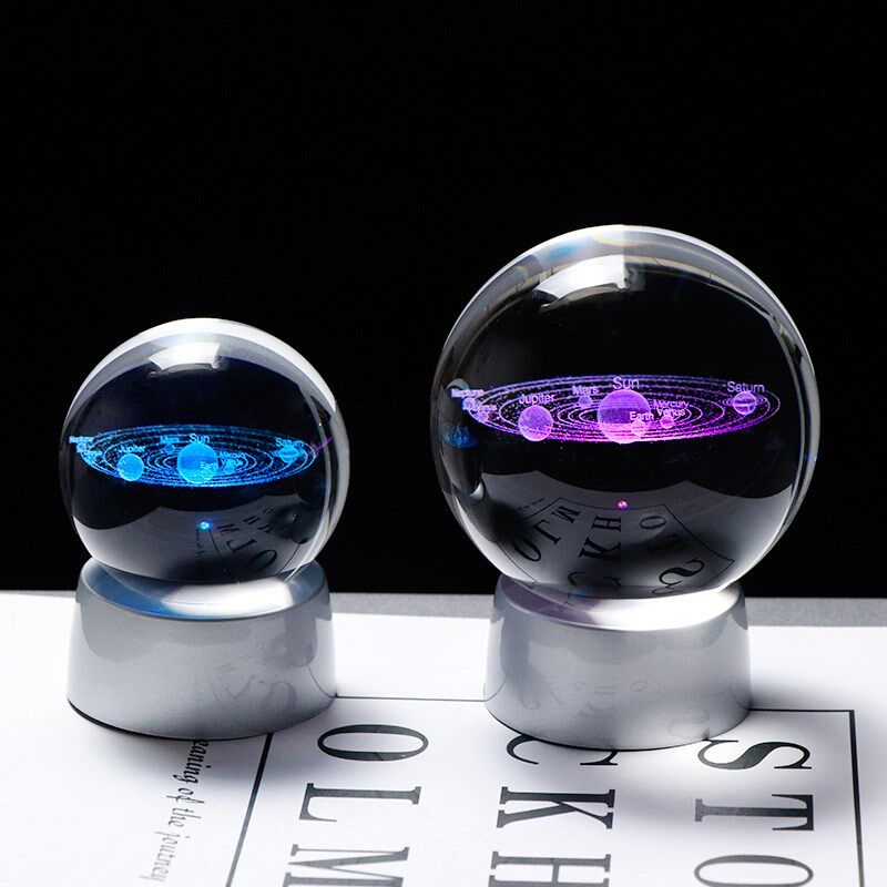 crystal ball planet 3d solar system model global glass with
