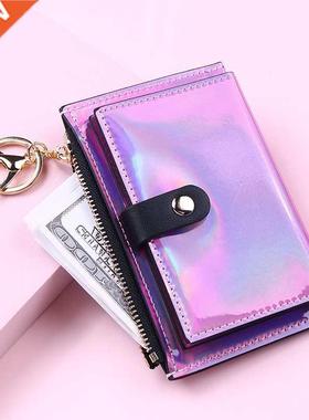 2021 New Laser Women Wallets Fashion Keychain Zipper Coin Pu