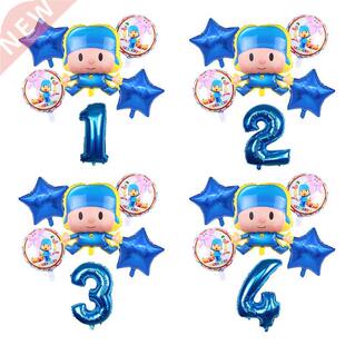 6pcs/set Cartoon Pocoyo Foil Balloon 2inch Number Balloon