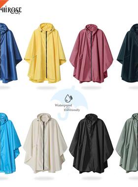 Women Pure Color Raincoat Poncho Hooded Waterproof for Adul